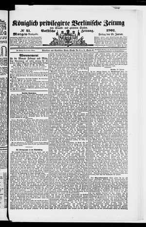Königlich privilegirte Berlinische Zeitung von Staats- und gelehrten Sachen vom 25.01.1901