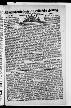 Königlich privilegirte Berlinische Zeitung von Staats- und gelehrten Sachen vom 31.01.1901