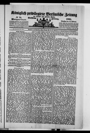 Königlich privilegirte Berlinische Zeitung von Staats- und gelehrten Sachen vom 12.02.1901
