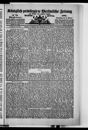 Königlich privilegirte Berlinische Zeitung von Staats- und gelehrten Sachen vom 14.02.1901