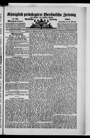 Königlich privilegirte Berlinische Zeitung von Staats- und gelehrten Sachen vom 21.02.1901