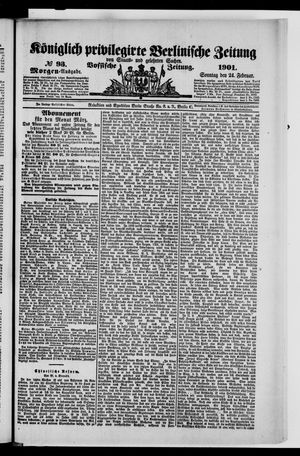 Königlich privilegirte Berlinische Zeitung von Staats- und gelehrten Sachen vom 24.02.1901