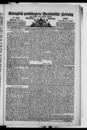 Königlich privilegirte Berlinische Zeitung von Staats- und gelehrten Sachen vom 04.04.1901
