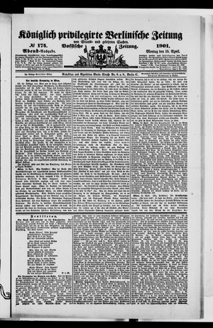 Königlich privilegirte Berlinische Zeitung von Staats- und gelehrten Sachen vom 15.04.1901