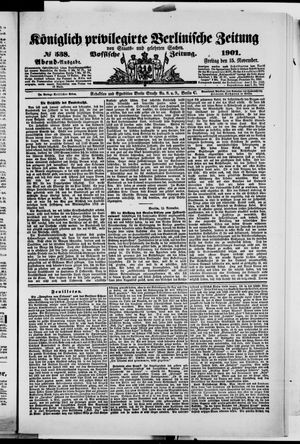 Königlich privilegirte Berlinische Zeitung von Staats- und gelehrten Sachen vom 15.11.1901