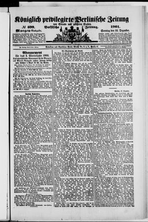 Königlich privilegirte Berlinische Zeitung von Staats- und gelehrten Sachen vom 22.12.1901