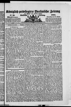 Königlich privilegirte Berlinische Zeitung von Staats- und gelehrten Sachen vom 16.01.1902