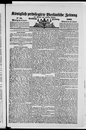 Königlich privilegirte Berlinische Zeitung von Staats- und gelehrten Sachen vom 22.01.1902