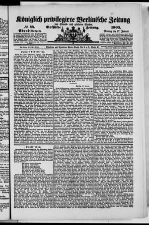 Königlich privilegirte Berlinische Zeitung von Staats- und gelehrten Sachen vom 27.01.1902