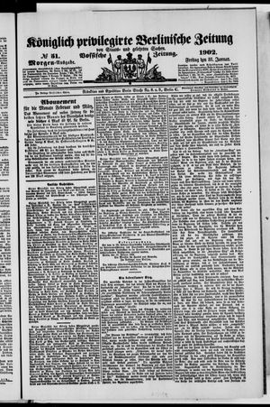 Königlich privilegirte Berlinische Zeitung von Staats- und gelehrten Sachen vom 31.01.1902