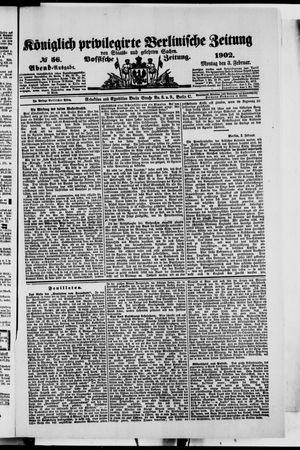 Königlich privilegirte Berlinische Zeitung von Staats- und gelehrten Sachen on Feb 3, 1902