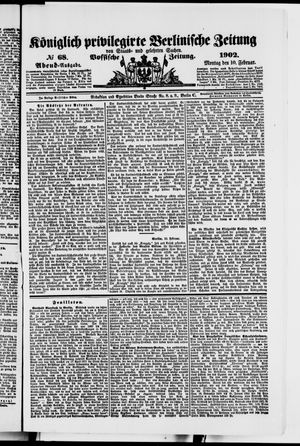 Königlich privilegirte Berlinische Zeitung von Staats- und gelehrten Sachen vom 10.02.1902