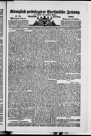 Königlich privilegirte Berlinische Zeitung von Staats- und gelehrten Sachen on Feb 12, 1902