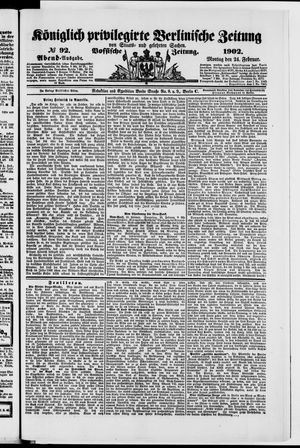 Königlich privilegirte Berlinische Zeitung von Staats- und gelehrten Sachen vom 24.02.1902