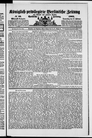 Königlich privilegirte Berlinische Zeitung von Staats- und gelehrten Sachen vom 27.02.1902