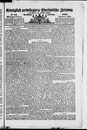 Königlich privilegirte Berlinische Zeitung von Staats- und gelehrten Sachen vom 07.03.1902