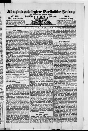 Königlich privilegirte Berlinische Zeitung von Staats- und gelehrten Sachen vom 09.03.1902
