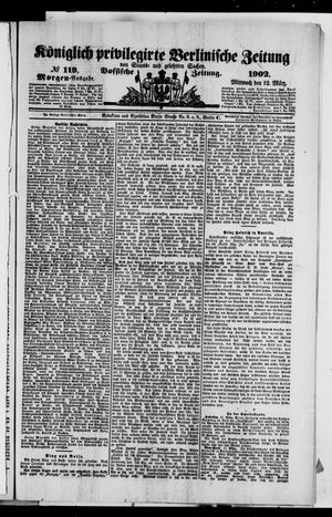 Königlich privilegirte Berlinische Zeitung von Staats- und gelehrten Sachen on Mar 12, 1902