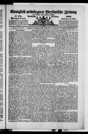 Königlich privilegirte Berlinische Zeitung von Staats- und gelehrten Sachen vom 16.04.1902