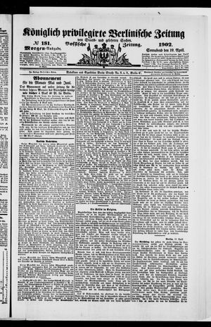 Königlich privilegirte Berlinische Zeitung von Staats- und gelehrten Sachen vom 19.04.1902