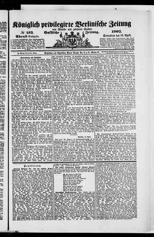 Königlich privilegirte Berlinische Zeitung von Staats- und gelehrten Sachen vom 19.04.1902