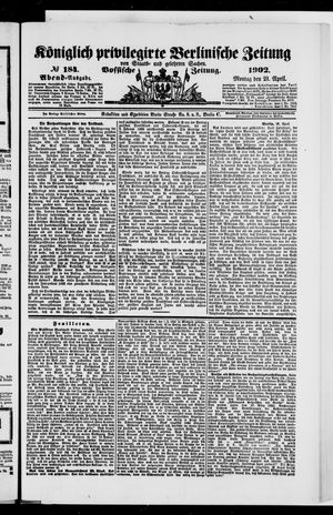 Königlich privilegirte Berlinische Zeitung von Staats- und gelehrten Sachen vom 21.04.1902