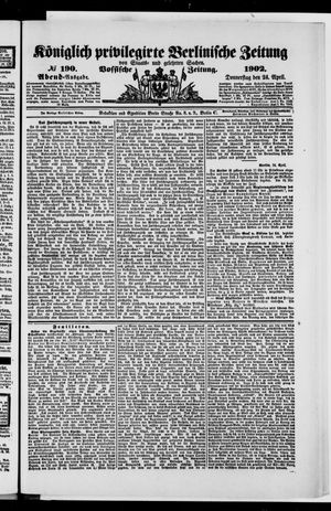 Königlich privilegirte Berlinische Zeitung von Staats- und gelehrten Sachen vom 24.04.1902