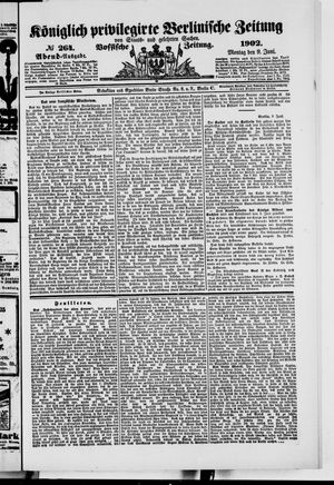 Königlich privilegirte Berlinische Zeitung von Staats- und gelehrten Sachen vom 09.06.1902