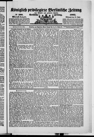 Königlich privilegirte Berlinische Zeitung von Staats- und gelehrten Sachen vom 18.06.1902