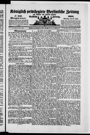 Königlich privilegirte Berlinische Zeitung von Staats- und gelehrten Sachen on Jul 27, 1902