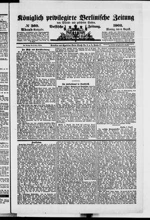 Königlich privilegirte Berlinische Zeitung von Staats- und gelehrten Sachen on Aug 4, 1902