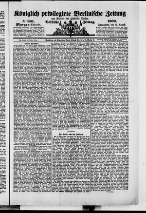 Königlich privilegirte Berlinische Zeitung von Staats- und gelehrten Sachen on Aug 16, 1902