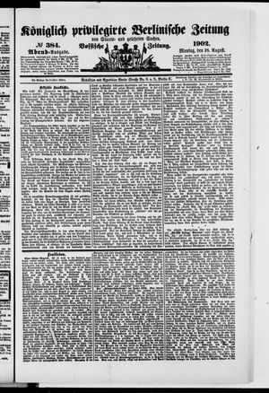 Königlich privilegirte Berlinische Zeitung von Staats- und gelehrten Sachen vom 18.08.1902