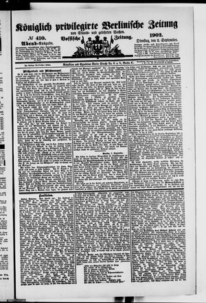 Königlich privilegirte Berlinische Zeitung von Staats- und gelehrten Sachen on Sep 2, 1902