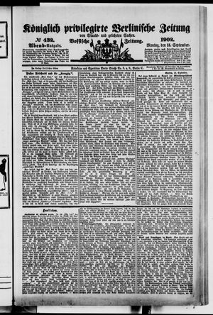 Königlich privilegirte Berlinische Zeitung von Staats- und gelehrten Sachen vom 15.09.1902