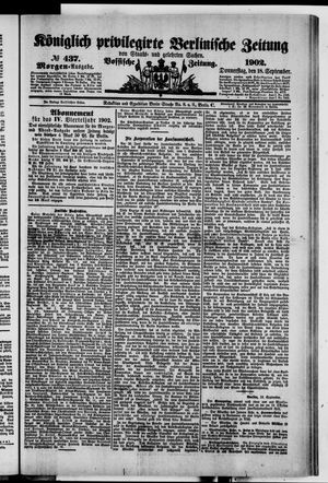 Königlich privilegirte Berlinische Zeitung von Staats- und gelehrten Sachen vom 18.09.1902