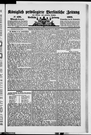 Königlich privilegirte Berlinische Zeitung von Staats- und gelehrten Sachen vom 18.09.1902