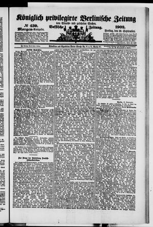 Königlich privilegirte Berlinische Zeitung von Staats- und gelehrten Sachen vom 19.09.1902