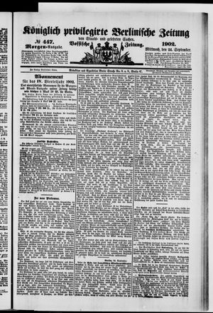 Königlich privilegirte Berlinische Zeitung von Staats- und gelehrten Sachen vom 24.09.1902