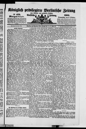 Königlich privilegirte Berlinische Zeitung von Staats- und gelehrten Sachen on Oct 9, 1902