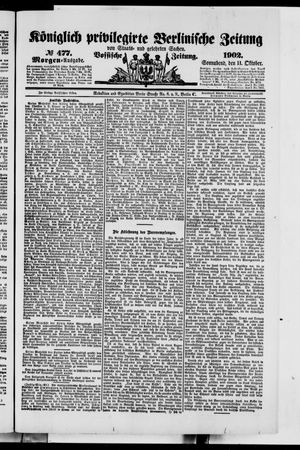 Königlich privilegirte Berlinische Zeitung von Staats- und gelehrten Sachen vom 11.10.1902