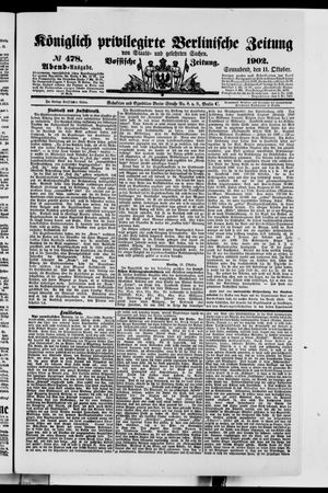 Königlich privilegirte Berlinische Zeitung von Staats- und gelehrten Sachen vom 11.10.1902