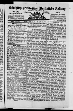 Königlich privilegirte Berlinische Zeitung von Staats- und gelehrten Sachen vom 19.10.1902