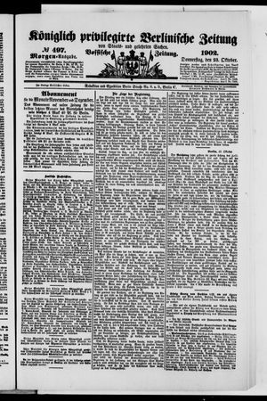 Königlich privilegirte Berlinische Zeitung von Staats- und gelehrten Sachen vom 23.10.1902