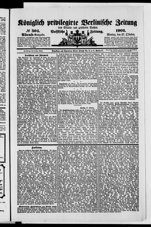 Königlich privilegirte Berlinische Zeitung von Staats- und gelehrten Sachen vom 27.10.1902