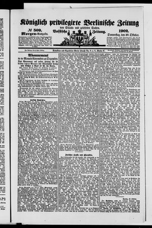Königlich privilegirte Berlinische Zeitung von Staats- und gelehrten Sachen vom 30.10.1902