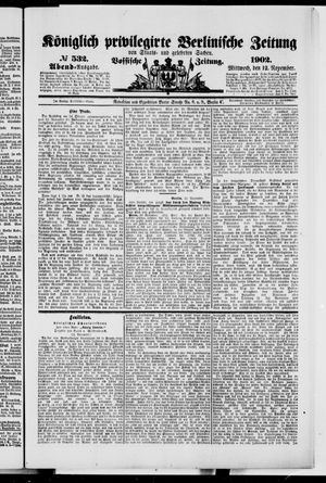 Königlich privilegirte Berlinische Zeitung von Staats- und gelehrten Sachen vom 12.11.1902