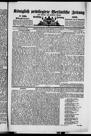 Königlich privilegirte Berlinische Zeitung von Staats- und gelehrten Sachen vom 15.11.1902