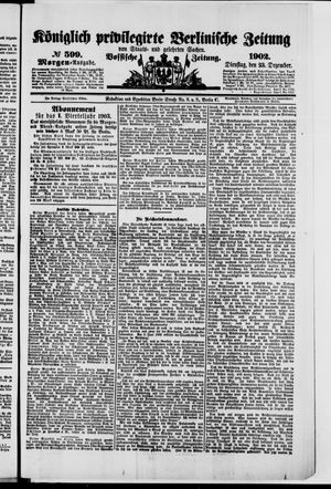 Königlich privilegirte Berlinische Zeitung von Staats- und gelehrten Sachen vom 23.12.1902