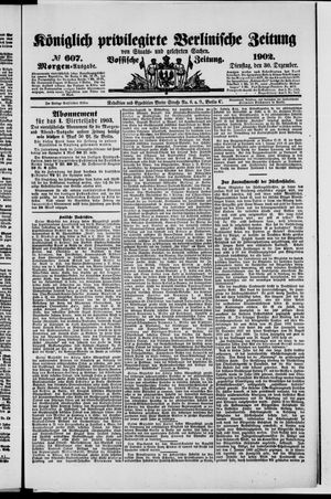 Königlich privilegirte Berlinische Zeitung von Staats- und gelehrten Sachen vom 30.12.1902